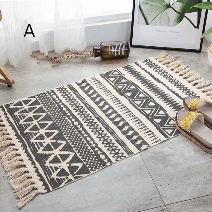 Gambar Retro Bohemian Cotton Linen Carpet Rug Geometric Home Decor / Karpet - Color A dari Gypsy House undefined Tokopedia