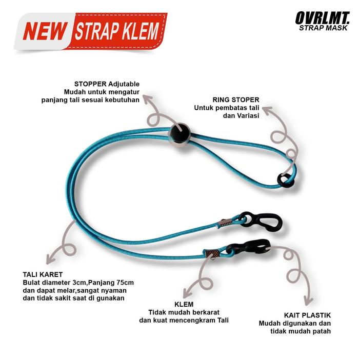 Gambar Overlimit - Tali Masker / Strap Masker Kalung / Strap Mask Konektor - Biru, Klem dari overlimit90 undefined Tokopedia