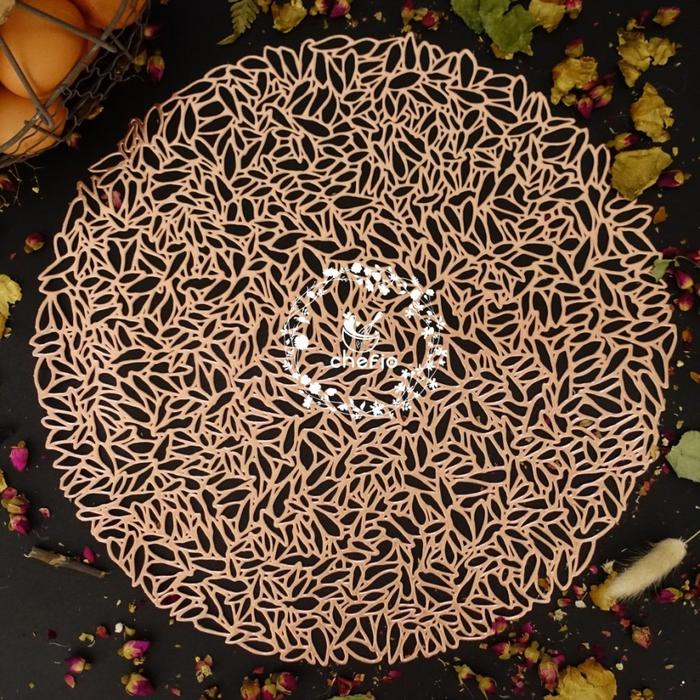 Gambar Chefio Placemat / Taplak / Tatakan Piring / Alas Penyaji Properti Foto - BrokenLeaf Gold dari Chefio Kitchenware undefined Tokopedia