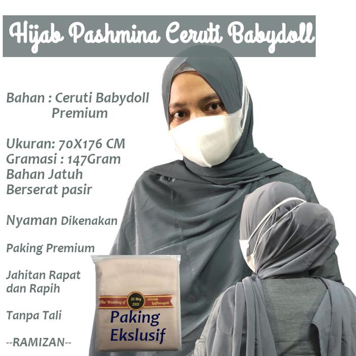 Gambar Hijab Pashmina Pasmina Ceruty BabyDoll Premium - Abu-abu dari Ramizan undefined Tokopedia