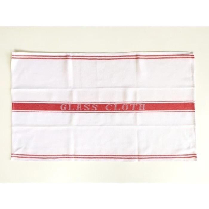 Gambar Kain Lap Serbet Katun | Glass Cloth 70cm x 40cm | Lap Dapur Serbaguna - STRIP MERAH dari Peralatan Kebersihan undefined Tokopedia