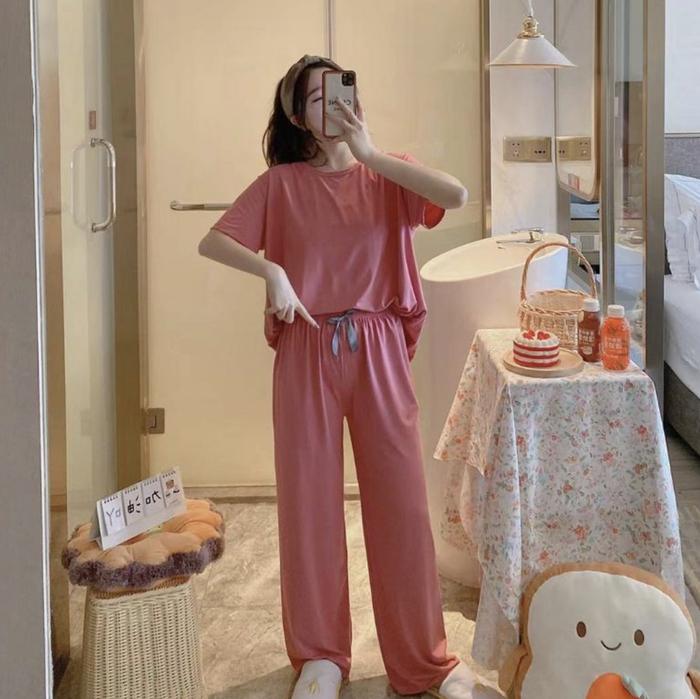 Gambar BAJU TIDUR KAOS POLOS PASTEL IMPORT SET CELANA PANJANG ALL SIZE NEW - 1 dari BastetshopTokopedia undefined Tokopedia