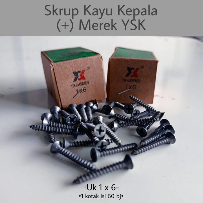 Gambar Skrup Kayu Kepala (+) Merek YSK / Bebagai Macam Ukuran / Skrup Kuat - 1 x 6 dari JMS Hardwares undefined Tokopedia