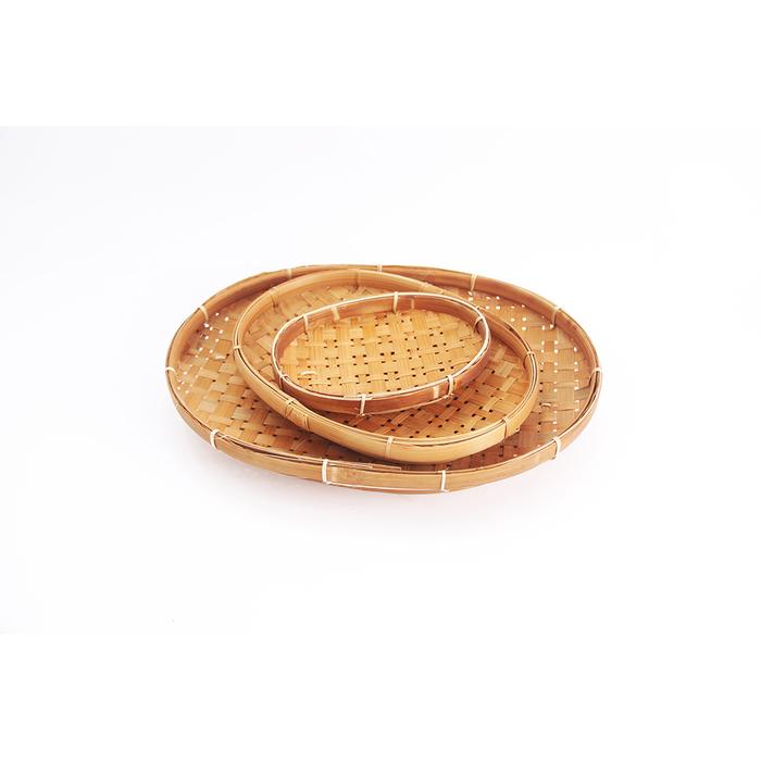 Gambar PIRING BAMBU SET - Piring Bambu/ Wadah Saji Makanan/ Piring Lalapan - SET OVAL dari Nanauniquestore undefined Tokopedia