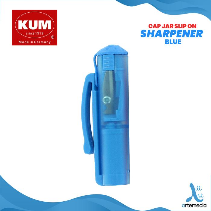 Gambar KUM Cap Jar Slip On Sharpener Made in Germany – Pencil Sharpener with Cap & Container | Rautan Pensil Praktis Ø 8 mm - BLUE dari Artemedia_NEW undefined Tokopedia