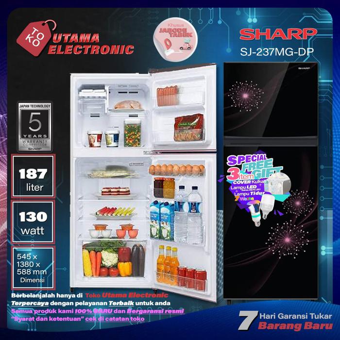 Gambar KULKAS SHARP 2 PINTU 187 LITER SJ-237MG-DB GARANSI RESMI - Pink dari TOKO UTAMA ELECTRONIC undefined Tokopedia