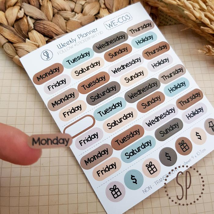 Gambar Stiker Huruf Angka Abjad Warna Natural Coklat Planner Bujo Deco Jurnal - WEC02B (Minggu) dari Sticker Party undefined Tokopedia