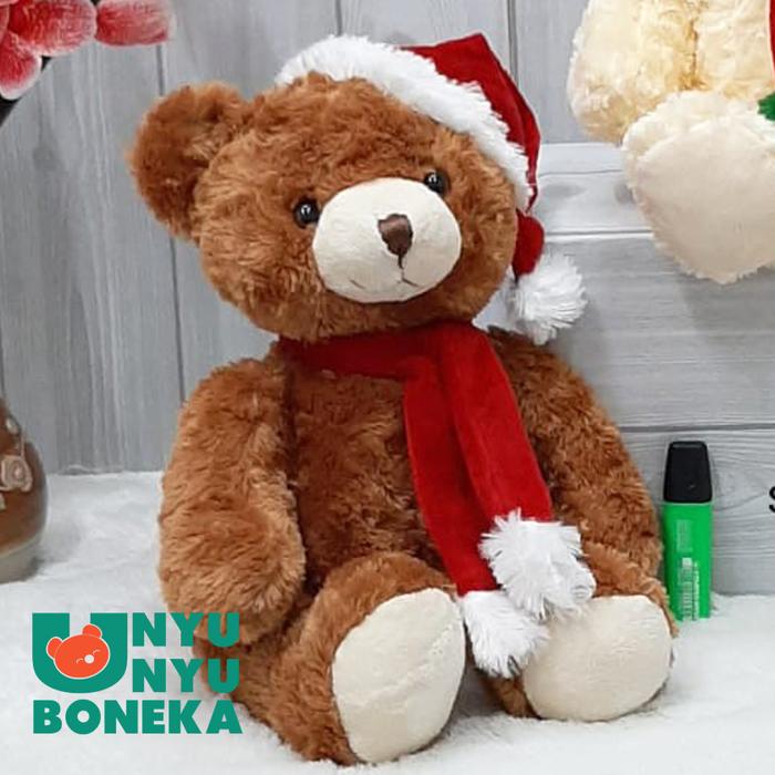 Gambar Boneka Teddy Bear Christmas 45cm/boneka Christmas beruang merry natal - Cokelat dari unyu-unyu boneka undefined Tokopedia