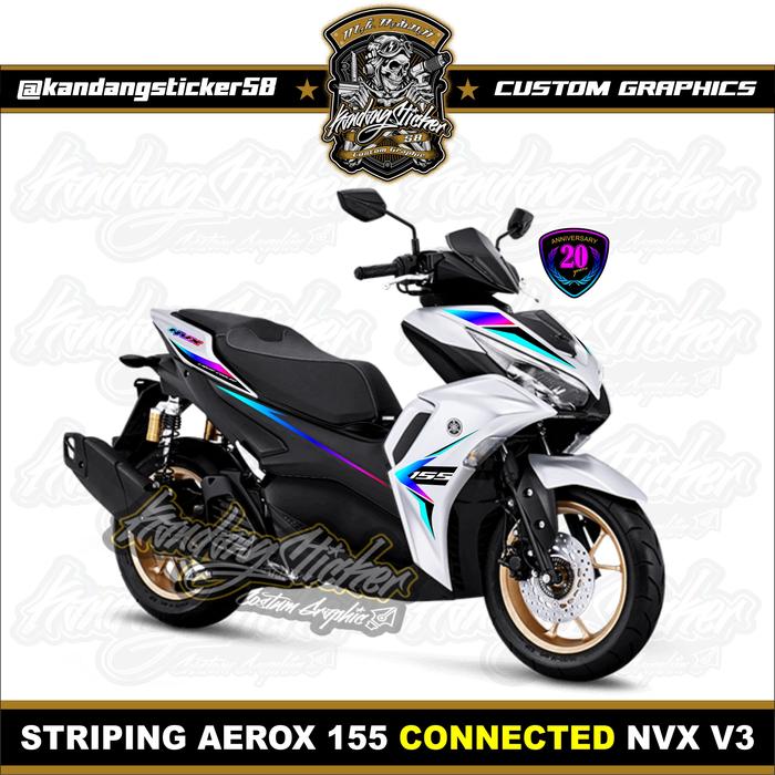 Gambar Striping Aerox 155 Connected NVX V3 2021 Sticker Aerox Sticker NVX - Putih dari KandangSticker undefined Tokopedia