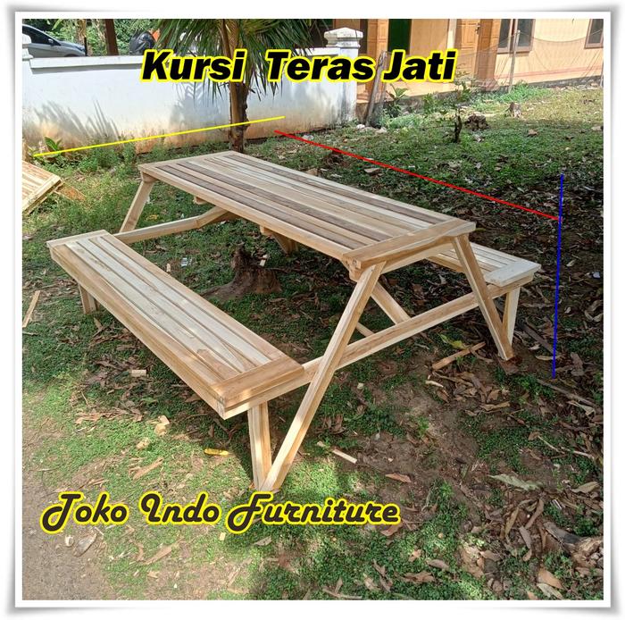 Gambar kursi taman kayu jati solid minimalis murah - belum warna dari Toko Indo Furniture undefined Tokopedia