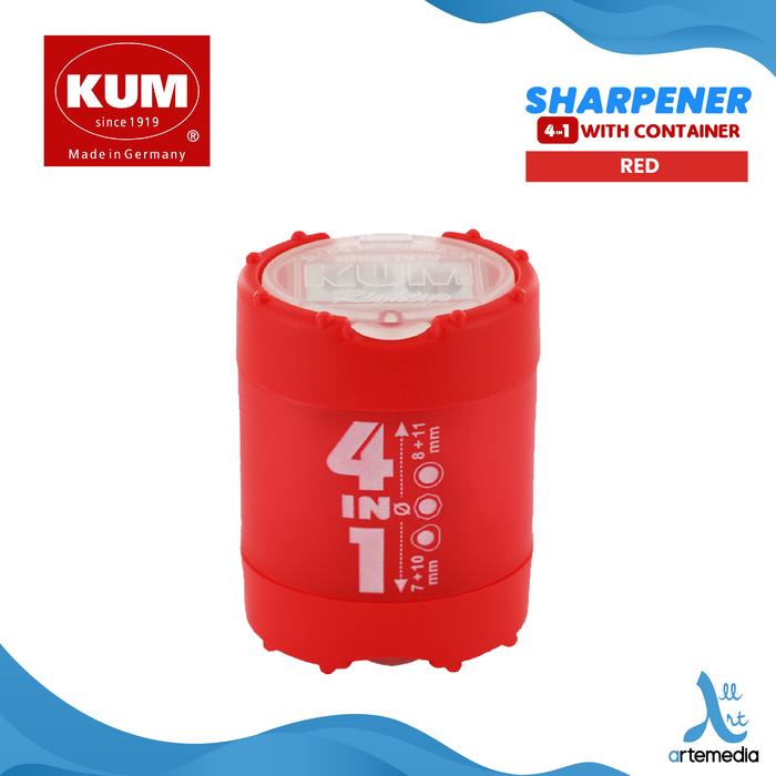 Gambar Kum Sharpener 4 in 1 with Container – Premium Polystyrene Pencil Sharpener Made in Germany | Rautan Pensil dengan Wadah - RED dari Artemedia_NEW undefined Tokopedia