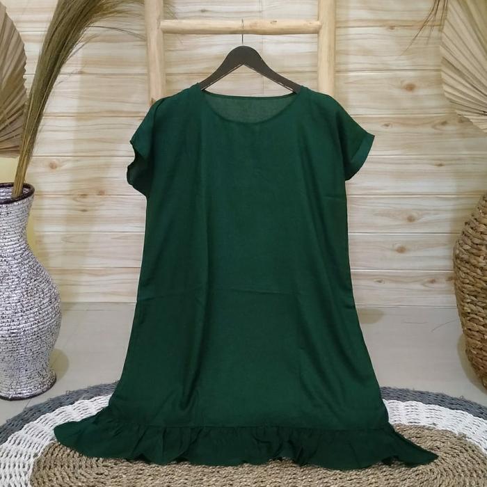 Gambar daster ruffle viral rayon premium polos basic kekinian jumbo adem hits - ijo botol dari Arsyad galeri_NEW undefined Tokopedia