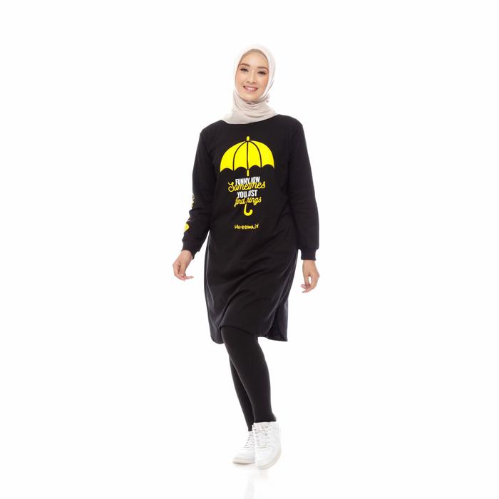 Gambar Atasan Panjang Tunik Kaos Wanita - Hitam, M dari Mareema undefined Tokopedia