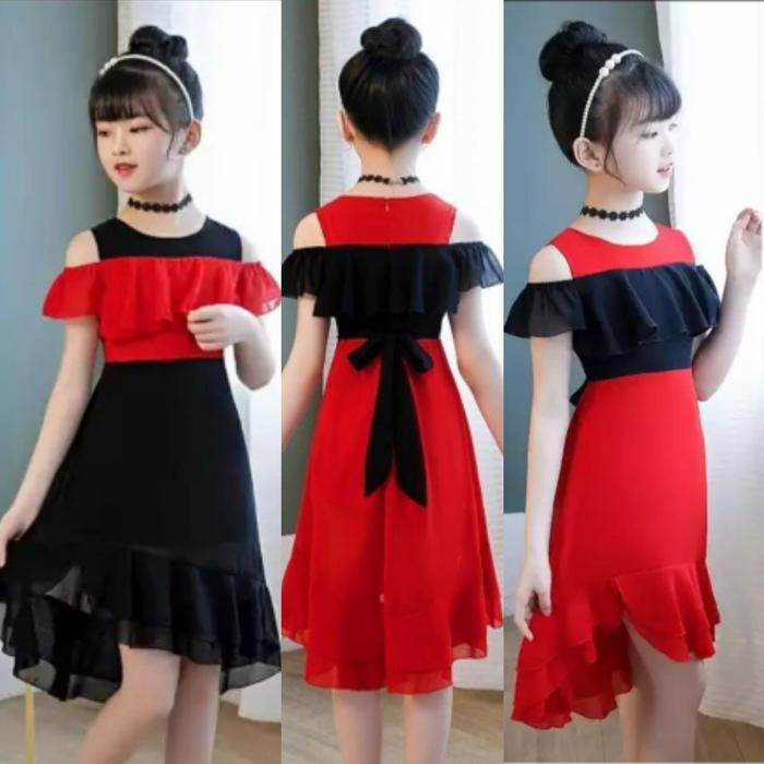 Gambar Dress Rery Kids Usia 6th-12th Baju Anak Perempuan Gaun Anak Perempuan - Merah, 9-10 tahun dari PIYAKU undefined Tokopedia