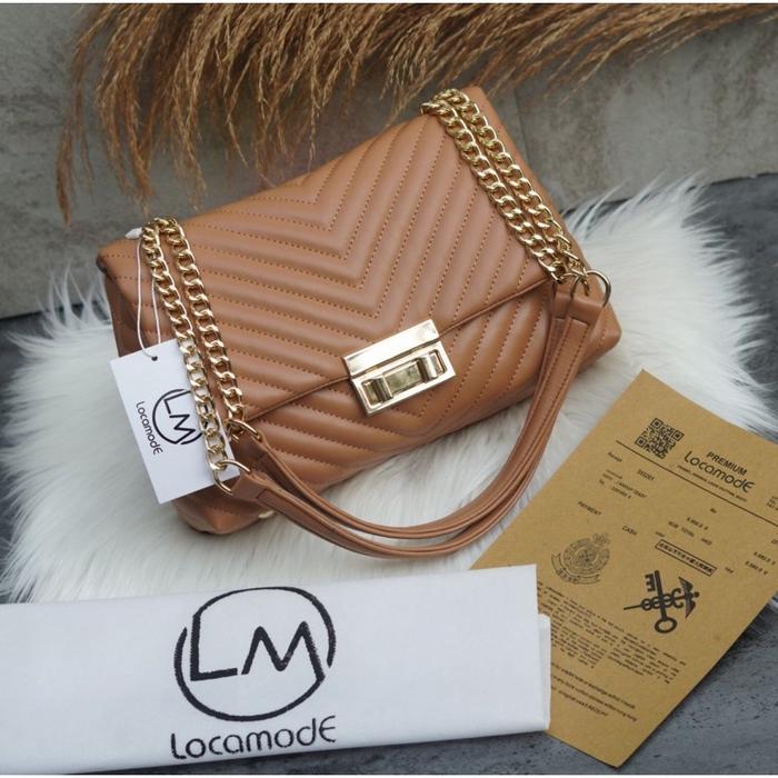 Gambar TAS WANITA MURAH SHOULDER BAG LOCAMODE FREE SERTIF DUSTBAG - MOCCA dari Rumah Moudish undefined Tokopedia