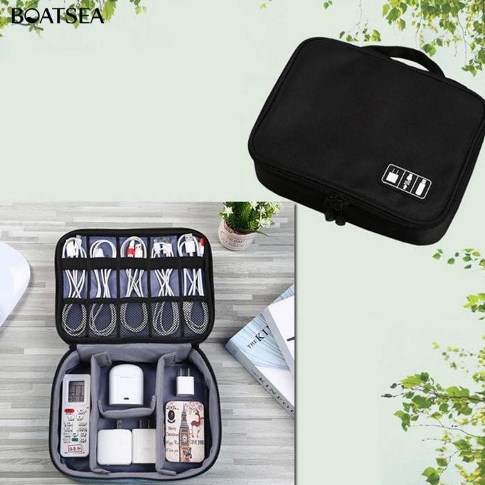 Gambar Tas Aksesoris HP Gadget Travel Bag Organizer Kabel Data Charger - maroon dari aditya bakul undefined Tokopedia