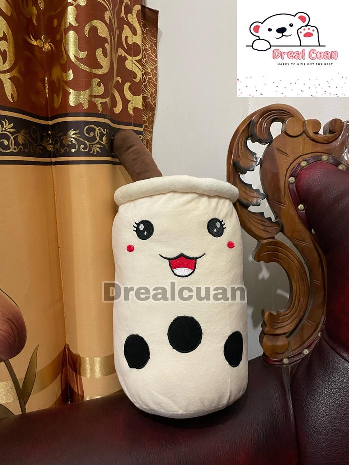 Gambar Boneka boba sugar milk tea besar Jumbo premium import XL45cm - Putih, Led kecil dari Dreal Cuan undefined Tokopedia