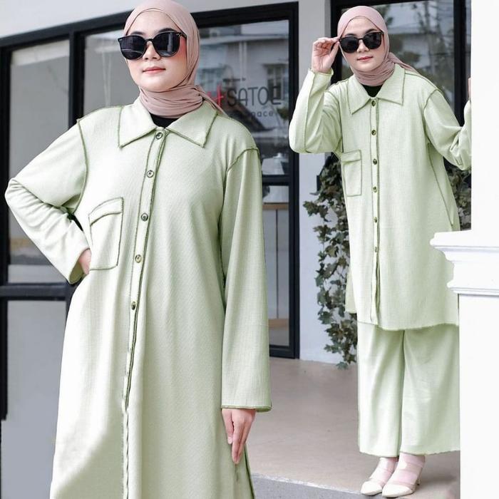 Gambar olla one set-stelan wanita kekinian-stelan wanita muslim-set fashion - Mint, L dari AnekaFashionStore_NEW undefined Tokopedia
