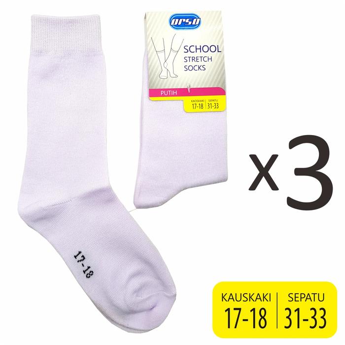 Gambar Kaos Kaki Sekolah Putih Spandex ORSO 3 Pasang Size Lengkap - 17-18 cm dari Socksworld undefined Tokopedia