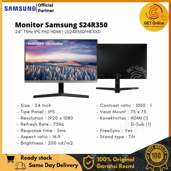 Gambar Monitor LED Samsung 24" LS24R350 S24R350 24R350 FHD IPS 75Hz dari GET Online Shop undefined Tokopedia