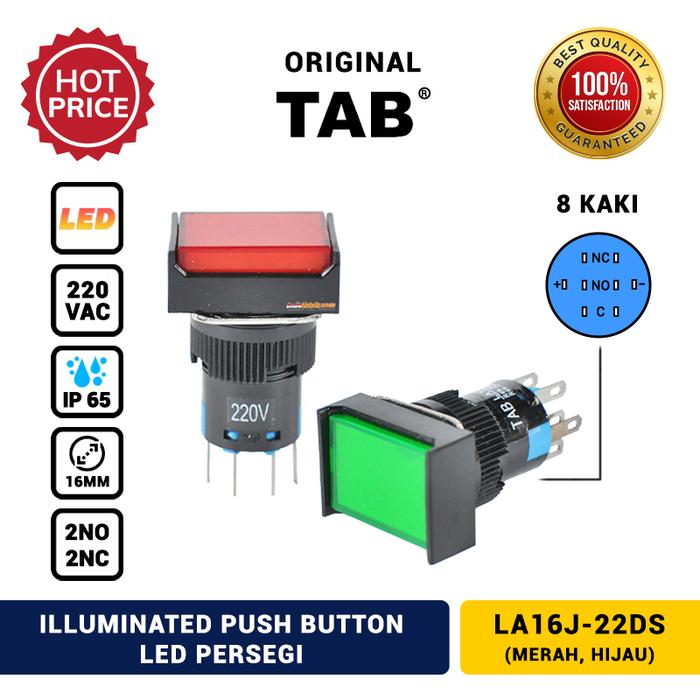 Gambar Push Button LED 16mm Push Lock 220 VAC Persegi LA16J-22DS TAB Murah - Merah dari INDOLISTRIK OFFICIAL TNG undefined Tokopedia