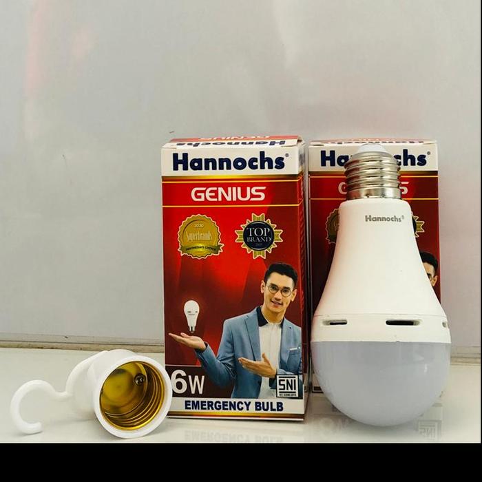 Gambar LED lampu Hannoch Genius 6w, 8w, 10w,12w, 15w lampu  led - Nyala Otomatis saat Mati Lampu - 6w dari belialatlistrik undefined Tokopedia