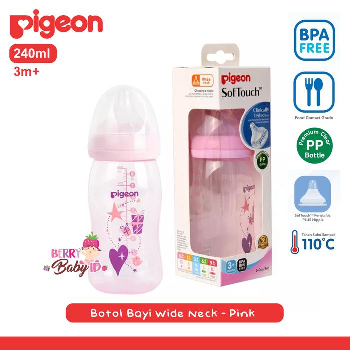 Gambar Pigeon Botol PP Clear Wide Neck Botol Susu Bayi 160ml 240ml 0m+ 3m+ - 240ml, Blue dari Berry Baby undefined Tokopedia