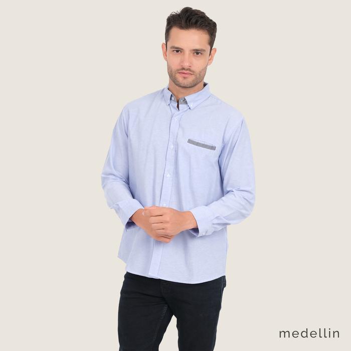 Gambar MEDELLIN Kemeja Pria Lengan Panjang 101182 BIRU - Biru, S dari Medellin Store undefined Tokopedia