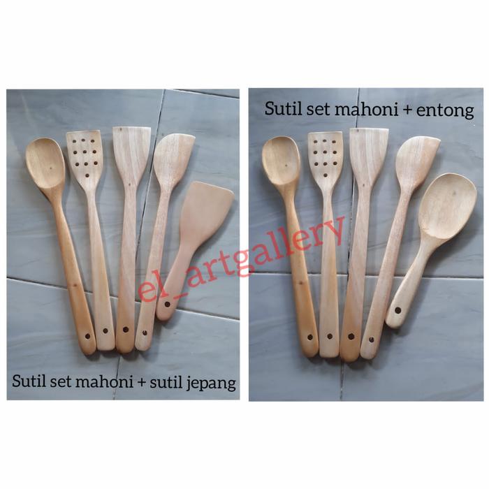 Gambar Sutil/Sendok/Spatula/Sodet Kayu Mahoni set isi 5 pcs - Stil Set+s.jepg dari el artgallery undefined Tokopedia
