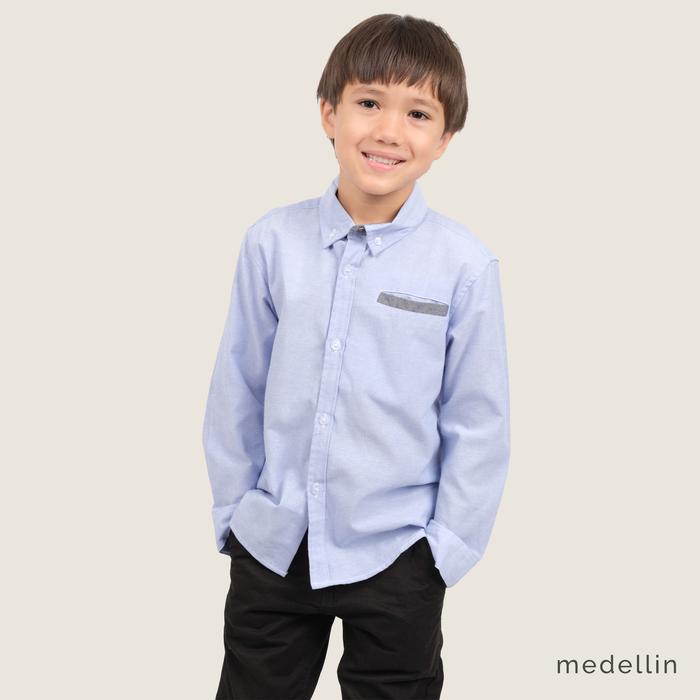 Gambar MEDELLIN Kemeja Anak Lengan Panjang 201182 BIRU - Biru, S dari Medellin Store undefined Tokopedia