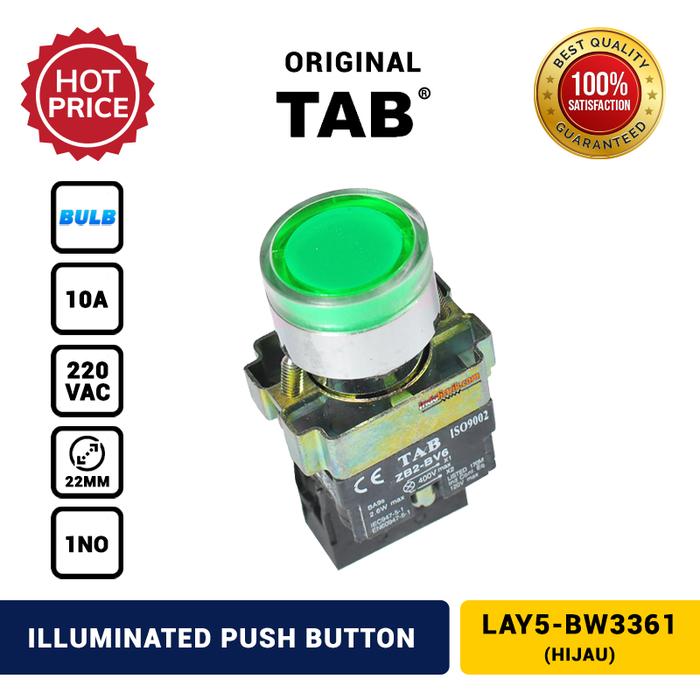 Gambar Illuminated Push Button TAB LAY5-BW3361 Hijau - Hijau dari INDOLISTRIK OFFICIAL TNG undefined Tokopedia