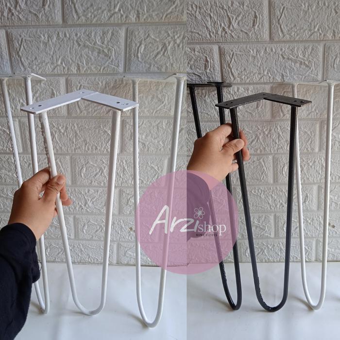 Gambar Kaki Meja/Kaki kursi/Kaki Besi/Hairpin Leg 10mm/Kaki meja Minimalis - Putih, Tinggi = 60cm dari Arzishop_Shabby undefined Tokopedia