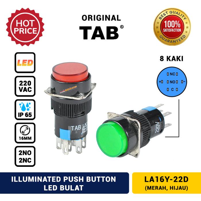 Gambar Push Button LED 16mm Spring 220 VAC Bulat LA16Y-22D TAB Murah - Merah dari INDOLISTRIK OFFICIAL TNG undefined Tokopedia