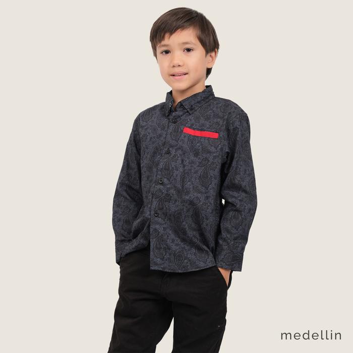 Gambar MEDELLIN Kemeja Batik Anak Lengan Panjang 201171 HITAM - Hitam, L dari Medellin Store undefined Tokopedia