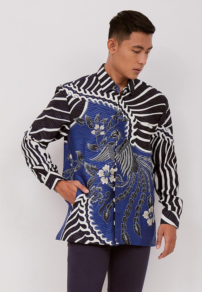 Gambar Batik Wibowo Batik Pria - Sanskara Silk Blue - M dari Woffi Man undefined Tokopedia