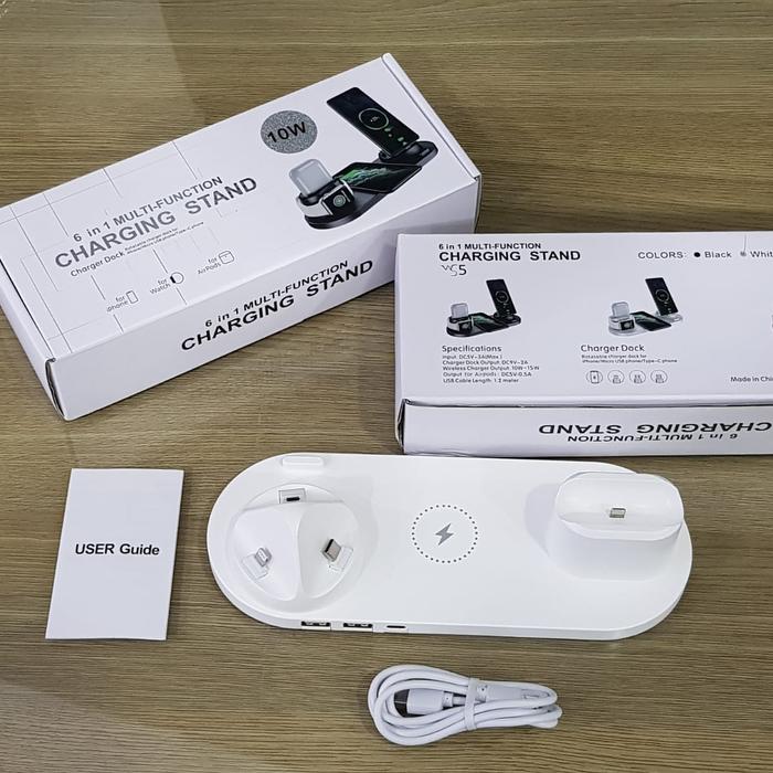 Gambar 6 in 1 wireless charger - Putih dari tintin.olshop undefined Tokopedia