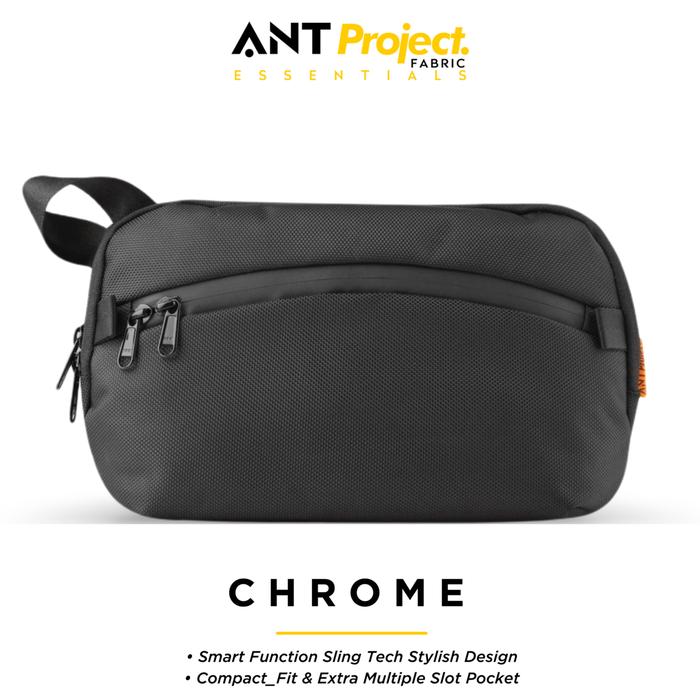 Gambar ANT PROJECT - Sling Bag Pria Water Resistant CROME - Waist Bag - Hitam dari ANT Project undefined Tokopedia