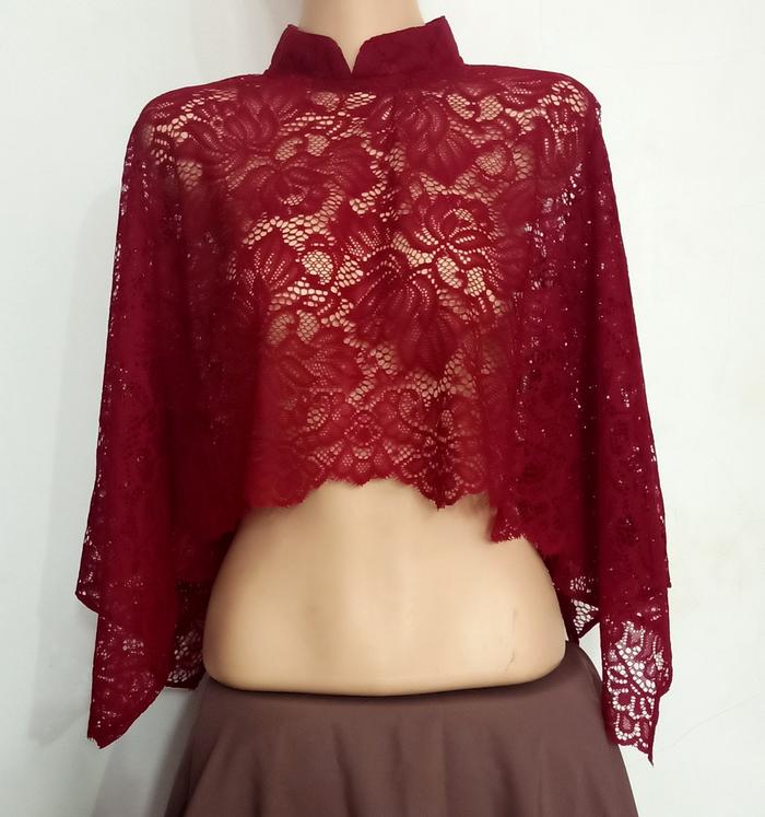 Gambar cape brokat / outerwear wanita /cape muslim/atasan wanita brokat terba - maroon, All Size dari Raraagnia fashion undefined Tokopedia