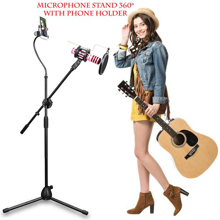 Gambar Microphone Stand 360 Degree Mic Mount With Phone Holder LED Light - Mic Stand TL201 dari FactoryOutlet Acc undefined Tokopedia