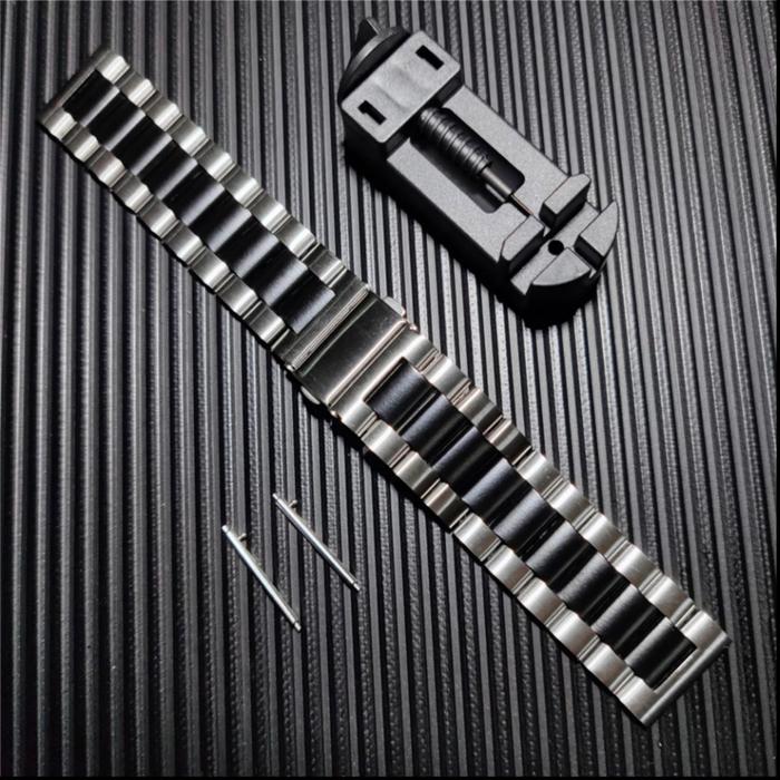 Gambar STRAP SAMSUNG GALAXY WATCH 4 / 4 CLASSIC STAINLESS 3 BEADS TWOTONE - Silver Black dari Jktmanshop undefined 3 Tokopedia