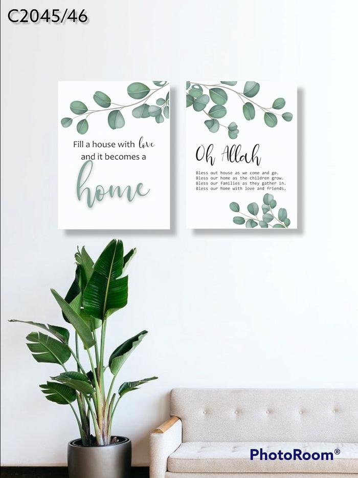 Gambar Hiasan Dinding Paket Isi 2Pcs Wall Home Decor Set Floral Sweet Home - C2045/46, 20 X 30 CM dari Stikerlaptop undefined Tokopedia