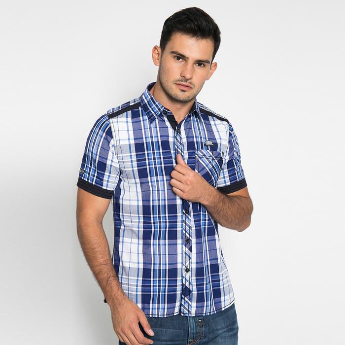 Gambar LGS - Slim Fit - Kemeja - Motif - kotak Kotak - Biru - S dari LGSgeneration undefined Tokopedia