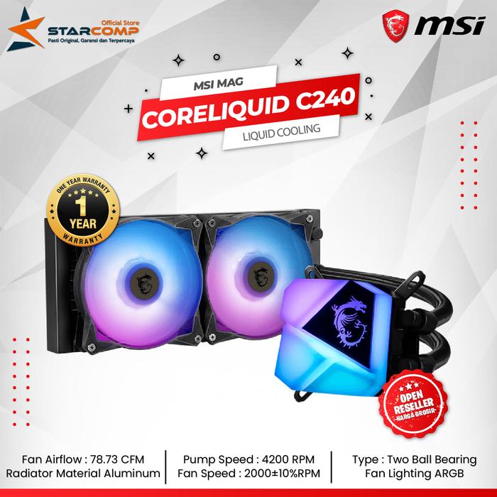 Gambar MSI MAG CORELIQUID C240 ARGB AIO LIQUID COOLING 240mm CPU COOLER dari Starcomp Origin undefined Tokopedia
