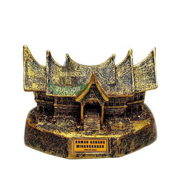 Gambar Miniatur Rumah Gadang Padang Tulakir Fiberglass - Emas dari TULAKIR SHOP undefined Tokopedia