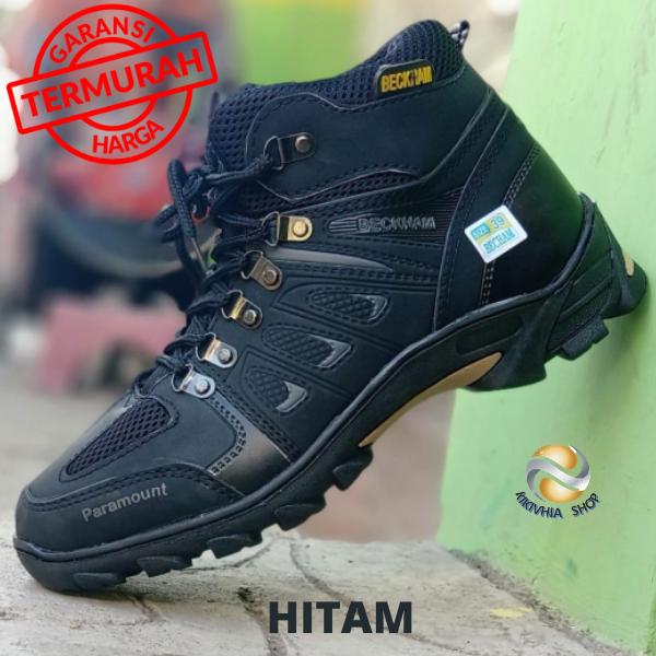 Gambar Sepatu gunung pria sepatu hiking beckham sepatu safety camping murah - Hitam, 38 dari kikivhia undefined Tokopedia