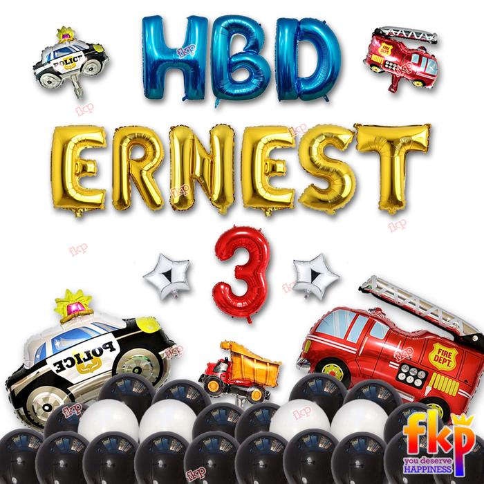 Gambar Paket Dekorasi Ulang Tahun Anak Laki Tema Polisi Pemadam Kebakaran - Tanpa Tirai dari FKP Store undefined Tokopedia