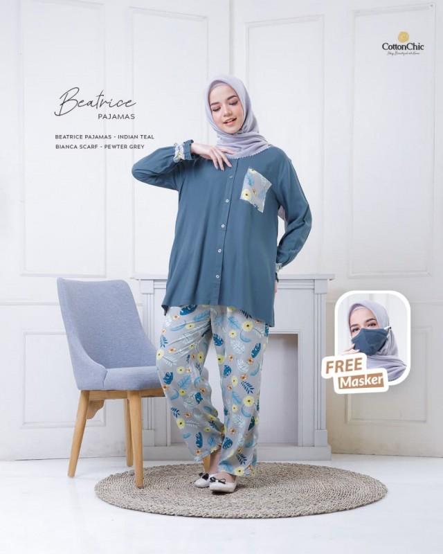 Gambar BAJU COUPLE IBU DAN ANAK PEREMPUAN BEATRICE PAJAMAS BY COTTON CHIC - ibu teal, XXL dari anr.olshop_97 undefined Tokopedia