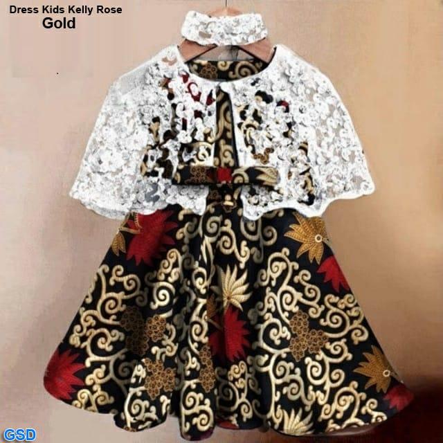 Gambar Dress Kelly Rose/dress batik anak/dress anak 3-5tahun/dress pesta - gold dari trendyfashion shop undefined Tokopedia