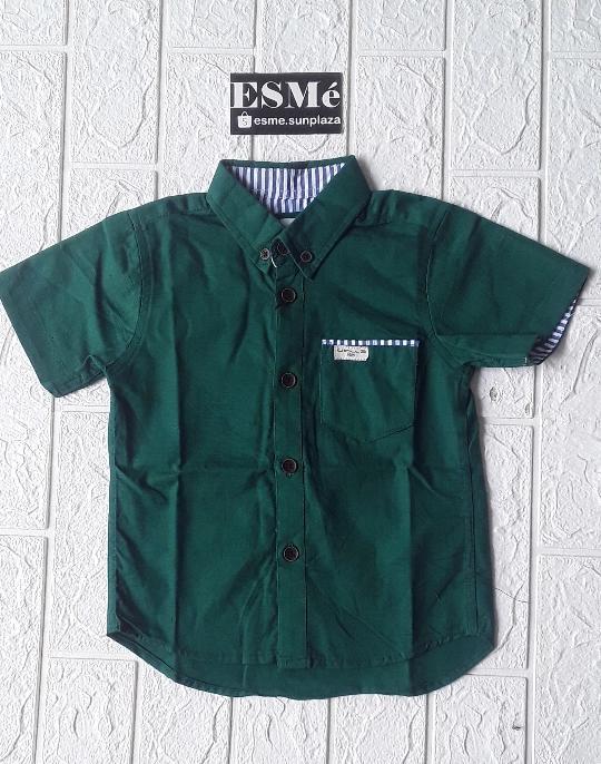 Gambar POTO PRODCT ORI KEMEJA PREMIUM WARNA HIJAU BOTOL / KEMEJA KATUN PENDEK - HIJAU PENDEK, 1-2 THN dari ESME sunplaza undefined Tokopedia