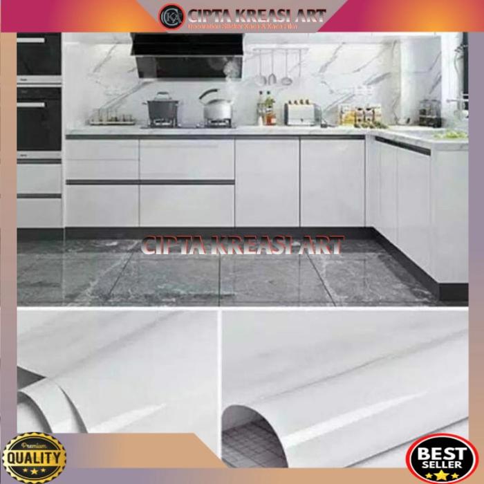 Gambar Wallpaper Stiker Warna Putih / Sticker Vinyl Lemari Meja Kulkas Marmer - PUTIH POLOS, 25cm dari Cipta Kreasi Art Kaca Film undefined Tokopedia